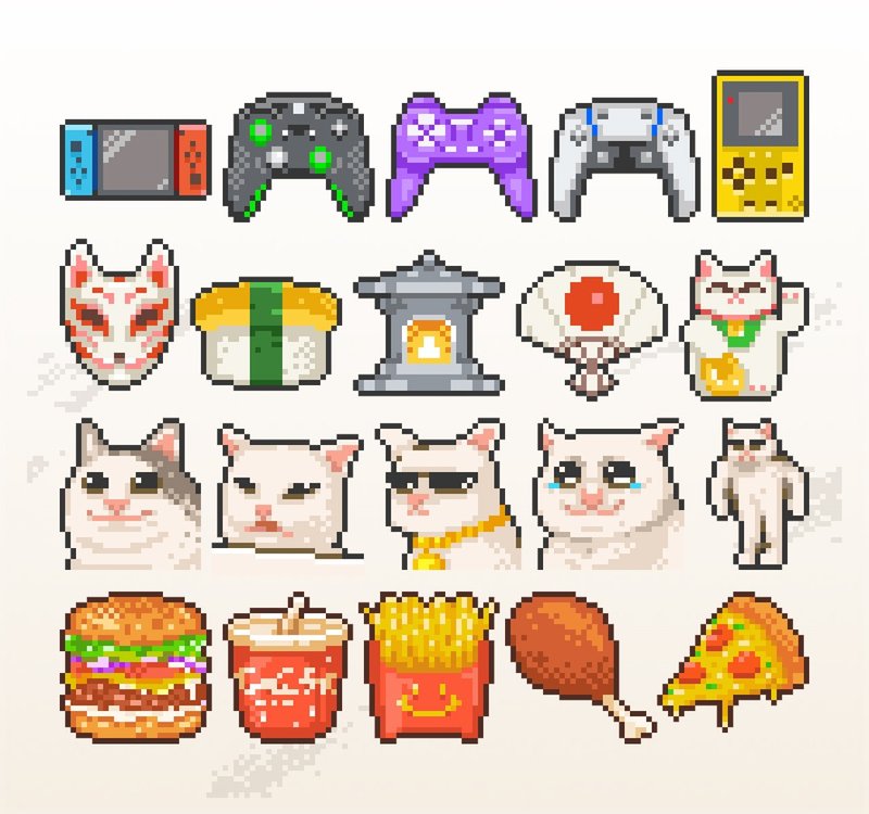 Twitch表情符號貼圖及忠誠點數製作委托 - 可愛像素風 - 電腦手機桌布/貼圖/App 圖示 - 其他材質 