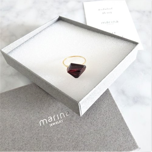 14kgf 宝石質AAA Garnet Circle stud pierced earrings - ショップ