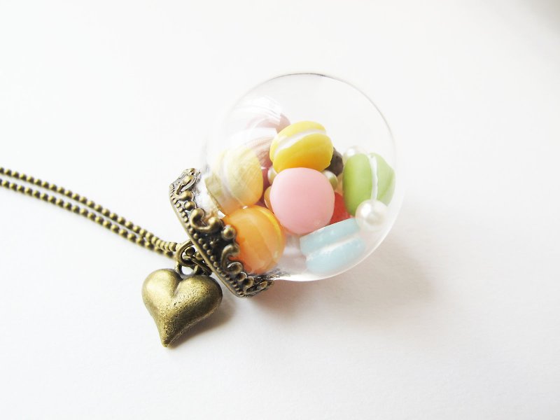 Rosy Garden Rainbow Macarons big glass ball necklace - Chokers - Glass Multicolor