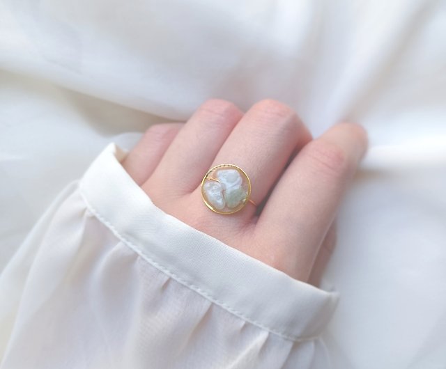 Natural stone simple wire ring set NO.02 (Moonstone free size