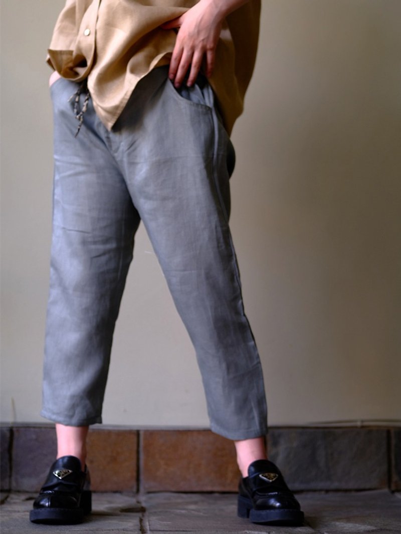 Pull Pants Grey - กางเกงขายาว - ลินิน สีเทา