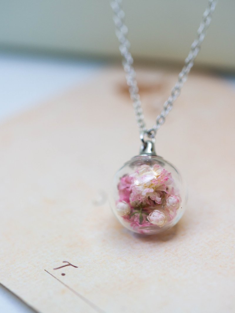 OMYWAY Handmade Dried Flower Necklace - Glass Globe Necklace - Chokers - Glass White