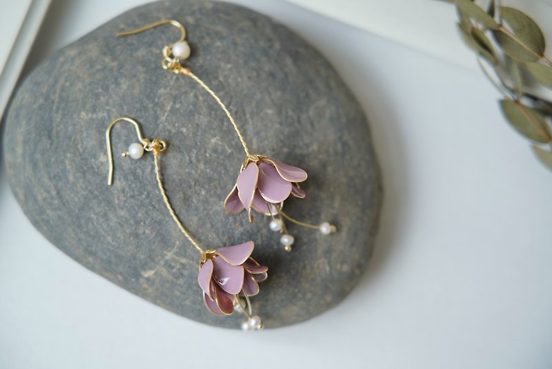 Flower Bud Skirt • Dark Purple-Handmade Resin Earrings - Earrings & Clip-ons - Resin 