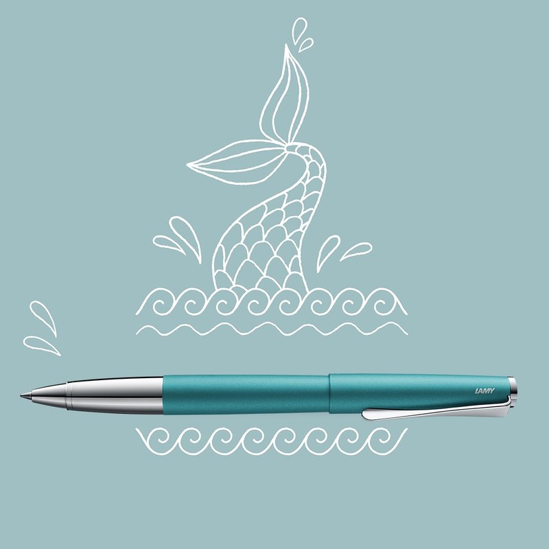 【雷雕免費刻字】LAMY 鋼珠筆+筆袋禮盒 / studio 系列  - 寶石藍 - 鋼珠筆 - 鋁合金 綠色