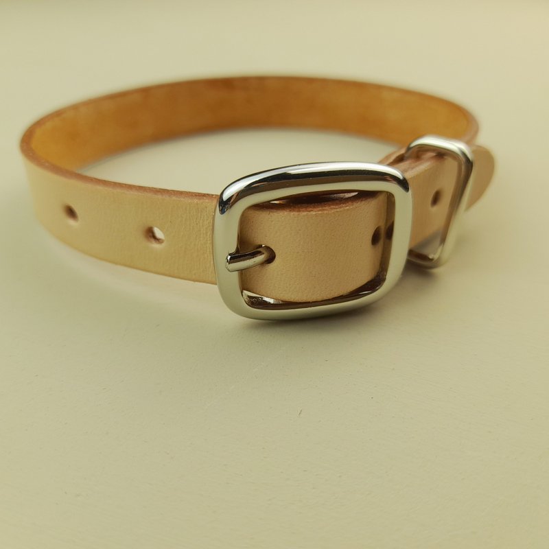 QLINE dog pet cowhide collar neck collar handmade leather goods for dogs can be purchased with tags and gifts - Collars & Leashes - Genuine Leather Orange