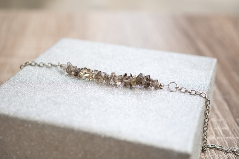 Smoky Quartz Bracelet, 925 Silver, Scorpio, Capricorn stone, Christmas gift - 手鍊/手環 - 水晶 咖啡色