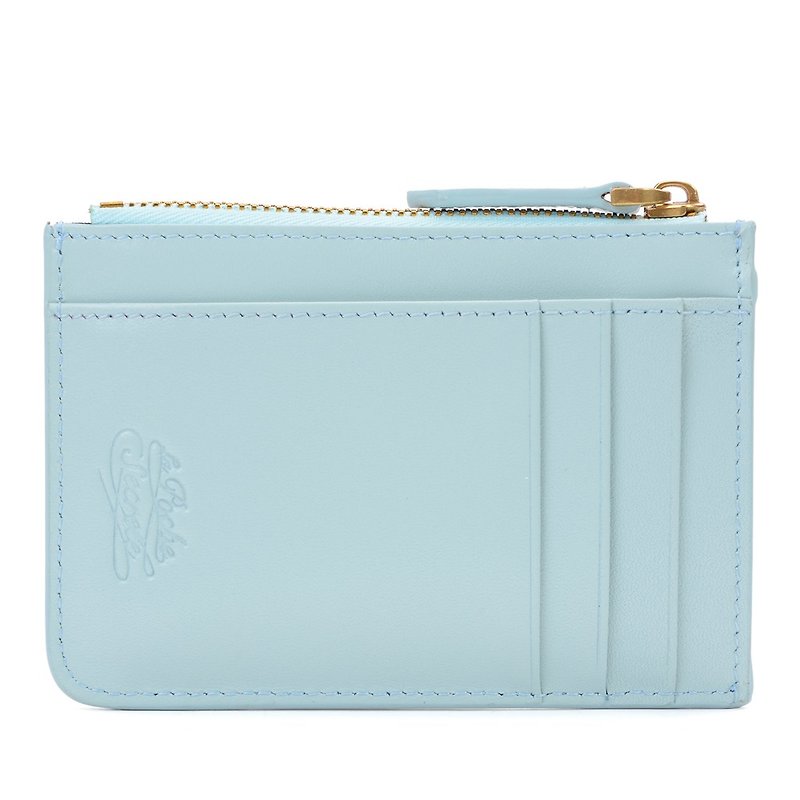 La Poche Secrete聖誕禮物 :可放口袋的卡夾零錢鑰匙包_甜心藍 - 散紙包 - 真皮 藍色