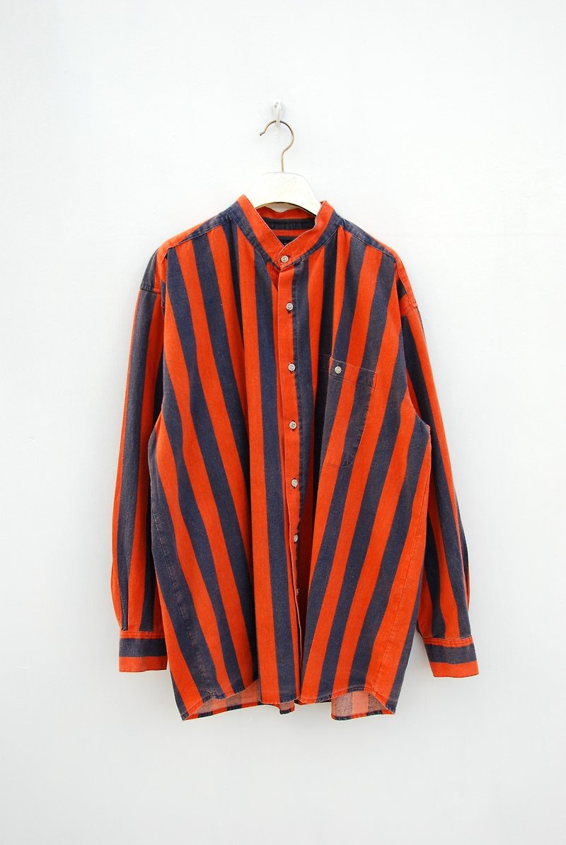 Vintage round neck striped shirt neutral - Women's Shirts - Other Materials 