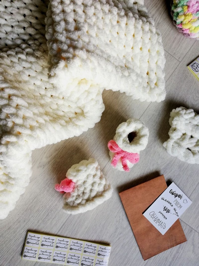 Baby gift set newborn blanket baby booties baby shower gift girl - Baby Gift Sets - Polyester Multicolor