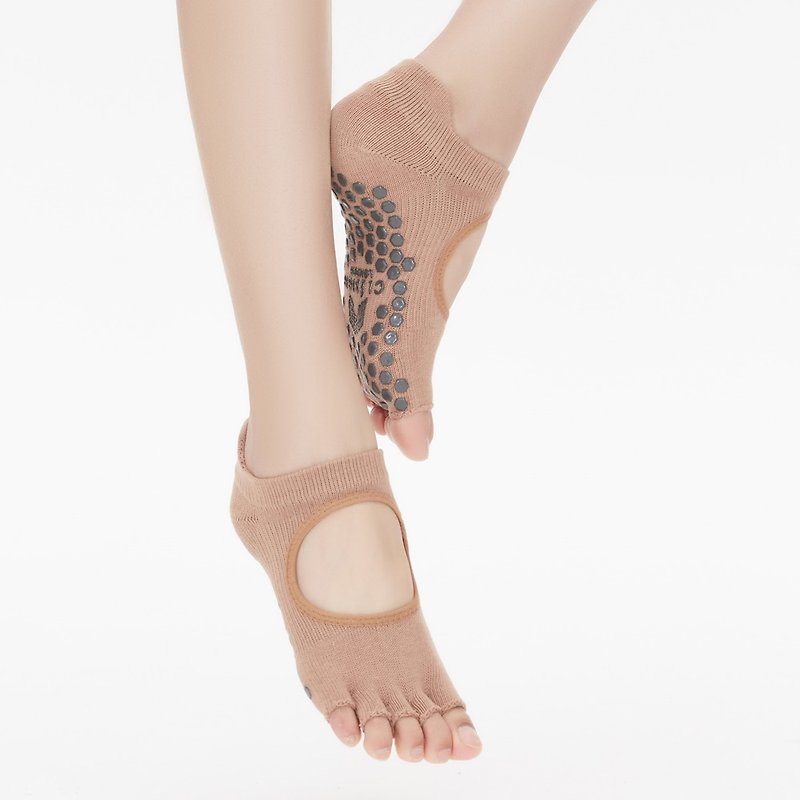 【Clesign】Toe Grip Socks Yoga Open Toe Socks-Nude Pink - ชุดโยคะ - ผ้าฝ้าย/ผ้าลินิน สึชมพู