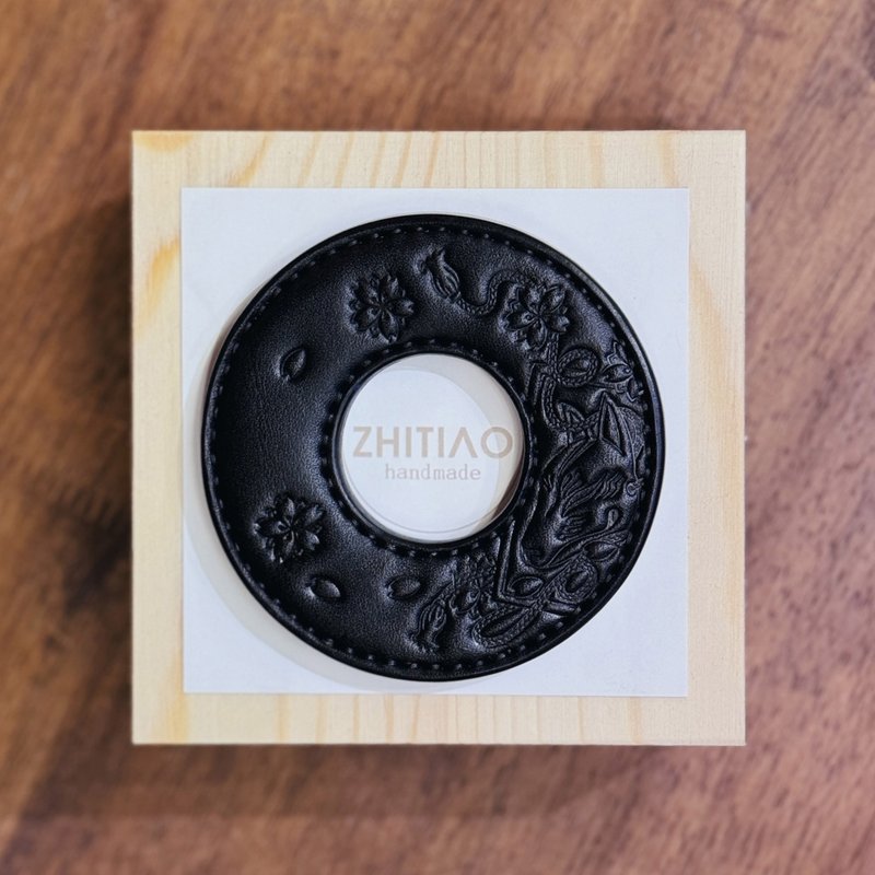 原創手工製作牛皮劍道刀鐔 御先稻荷 黑色 劍鍔 Tsuba - 運動配件 - 真皮 黑色