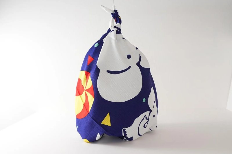 [Pre-order] Kyoto mashu Handmade Furoshiki – Baku / Ni-shi-haku, Made in Japan, 100% Cotton - Scarves - Cotton & Hemp Blue