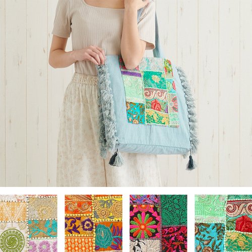 Moonstar House 星月屋 【預訂】印度製 民族刺繡流蘇大手提袋
