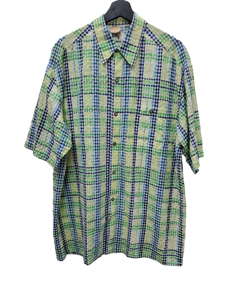 Wear politely, three-dimensional Linen feel, unprinted plaid, metal buttons, short lining, size XL, nearly new - Men's Shirts - Cotton & Hemp Multicolor