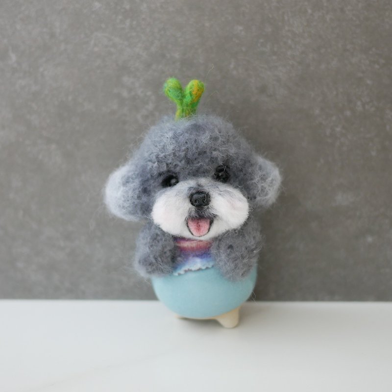 Spot Gray VIP Potted Plant Series Valentine's Day Christmas Gift Birthday Gift - ตุ๊กตา - ขนแกะ สีเทา