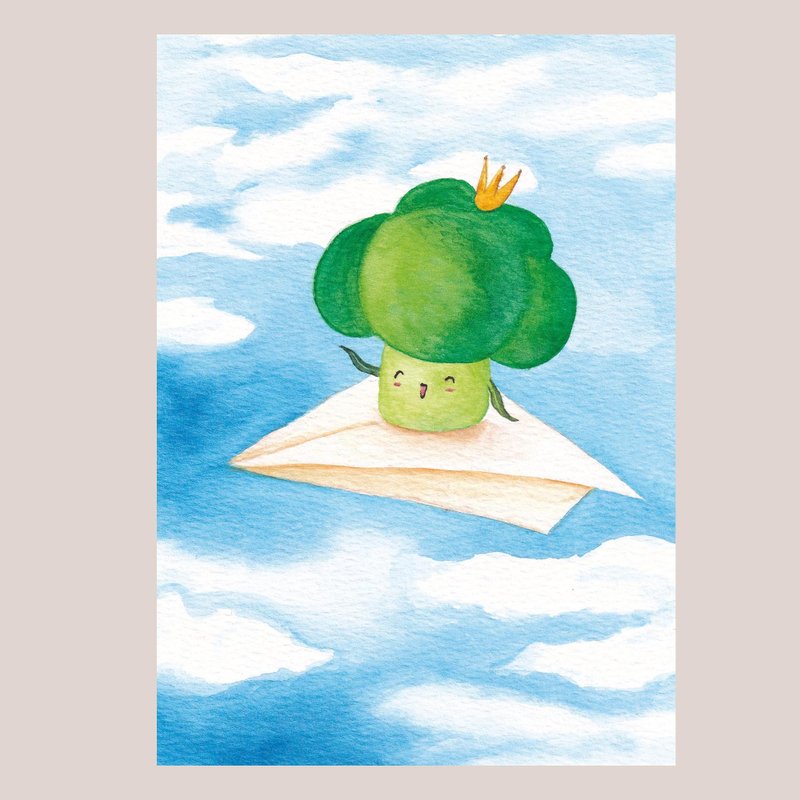 明信片 - 勇敢做夢 Dream Big - 西蘭花王子 - 卡片/明信片 - 紙 藍色