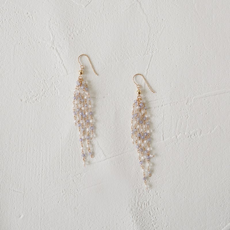 14kgf natural stone shower earrings - ต่างหู - ไข่มุก หลากหลายสี