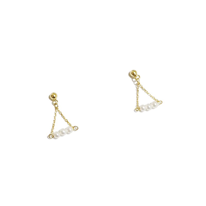 極細淡水珍珠純銀耳環 (銀/玫瑰金/18k金) | 珍珠系列 - 耳環/耳夾 - 其他金屬 白色