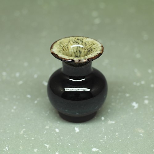 長樂窯 醬黑雙掛釉 蓋置 筆插 花器 多用途 手作陶器 茶道具