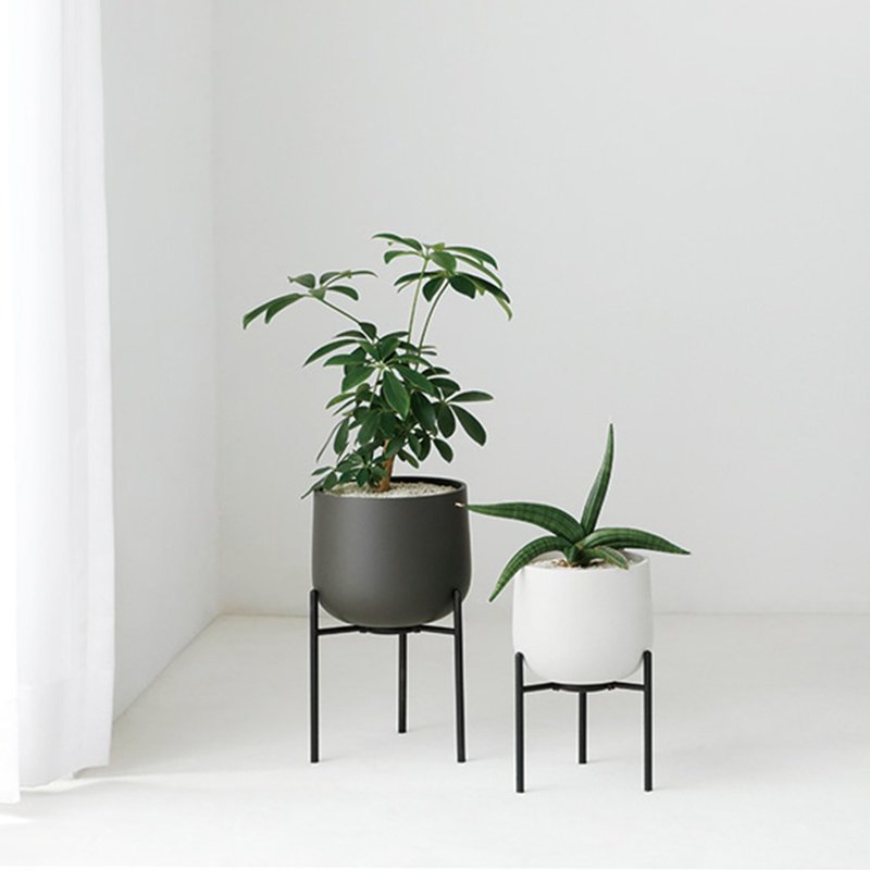 日本KINTO PLANT POT 211 附架陶瓷花盆13.5cm/共2色 - 盆栽/植栽 - 其他材質 透明