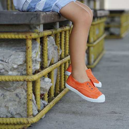 CIENTA 西班牙帆布鞋 西班牙國民帆布鞋 CIENTA 70777 17 橘色 洗舊布料 童鞋