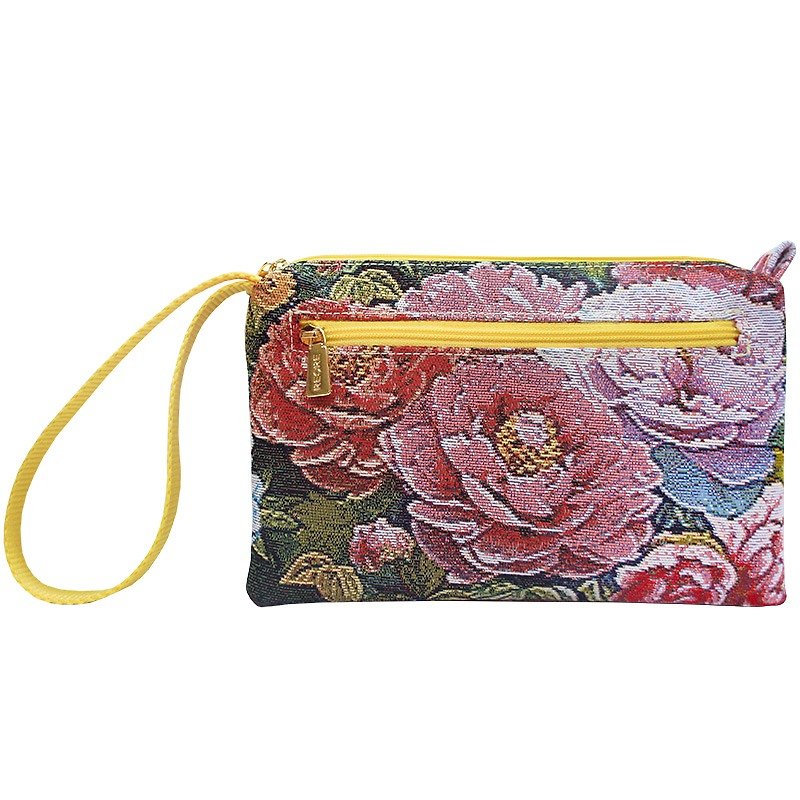 Jacquard weave Videos multifunction Clutch retro yellow peony - Clutch Bags - Other Materials 