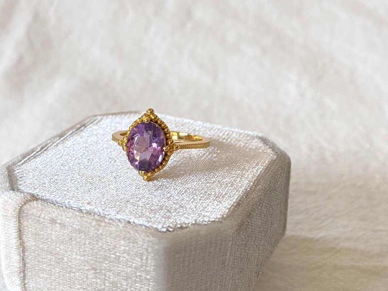 Maëlle || Light jewelry classical palace style amethyst exquisite light luxury design ring - แหวนทั่วไป - เครื่องประดับพลอย สีม่วง