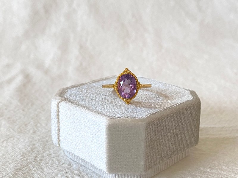 Maëlle || 輕珠寶 古典宮廷風 紫水晶 精緻輕奢 設計 純銀戒指 - 戒指 - 半寶石 紫色