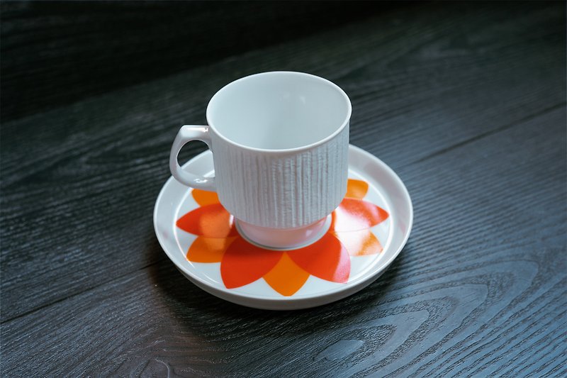 Germany Thomas ー Arcta Coffee Cup Set ー Old Antiques - แก้วมัค/แก้วกาแฟ - เครื่องลายคราม สีส้ม