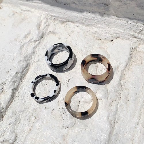An sisters 不規則豹紋暈染戒指組 Zebra Ring Set