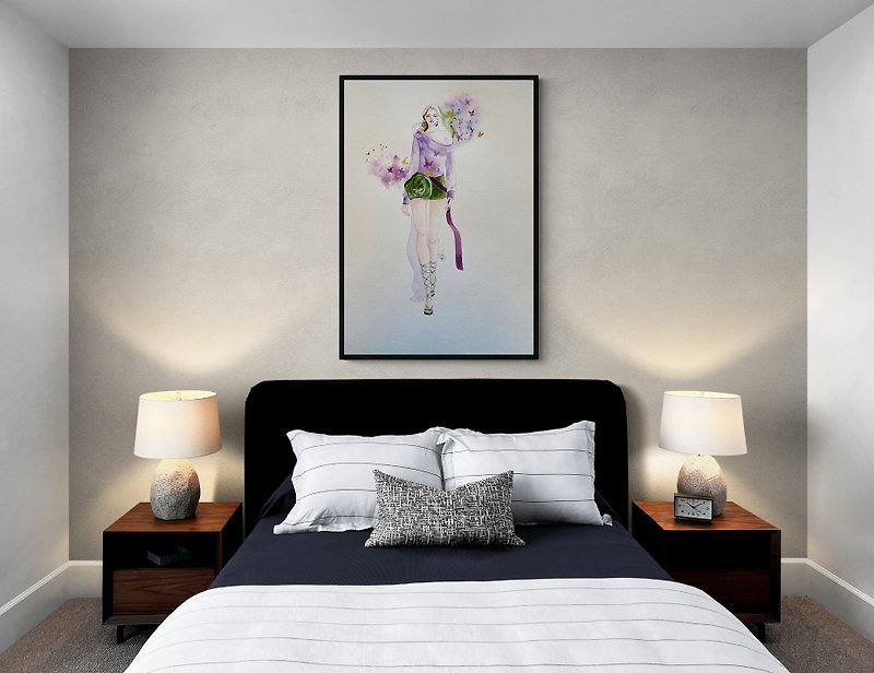 Watercolor Fashion Illustration Original Painting- Transformation - Items for Display - Paper 