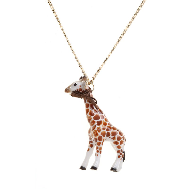 And Mary Giraffe Necklace - สร้อยคอ - เครื่องลายคราม สีนำ้ตาล