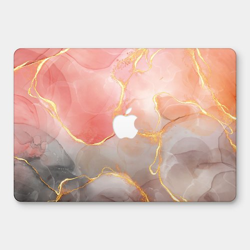 PIXO.STYLE 橘灰大理石紋理 MacBook 超輕薄防刮保護殼 PS037