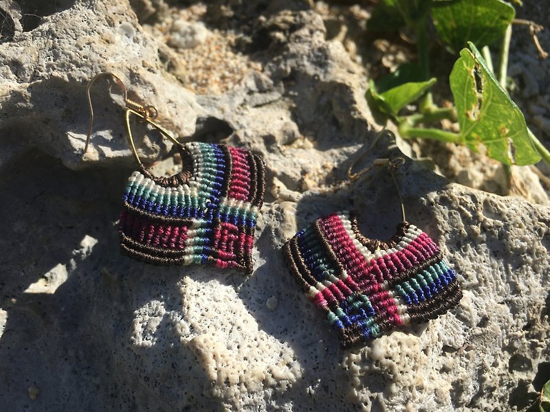 Hand-knit earrings - Earrings & Clip-ons - Wax Purple