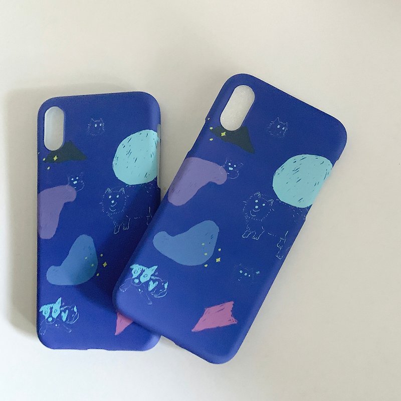 Puppy and large landscape texture mobile phone soft shell iphone x/xs 12mini spot - เคส/ซองมือถือ - ยาง สีน้ำเงิน