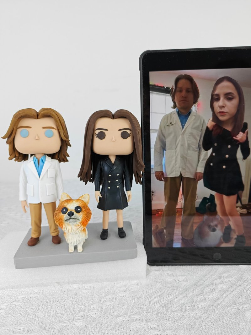 客製化3D人像公仔 訂製手工Funko Pop情侶父母夫妻結婚週年禮物 - 公仔/玩偶 - 黏土 多色