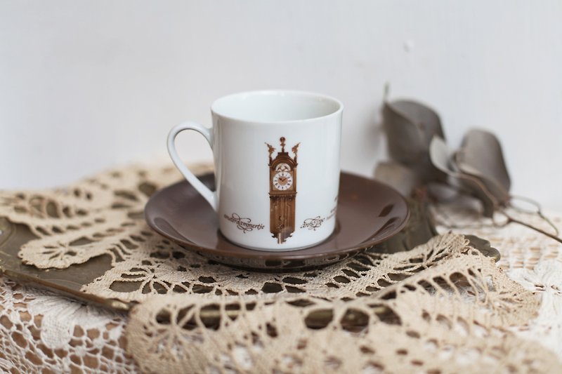 [Good day fetish] 5 German vintage retro antique clock commemorative coffee cup group - Mugs - Porcelain White