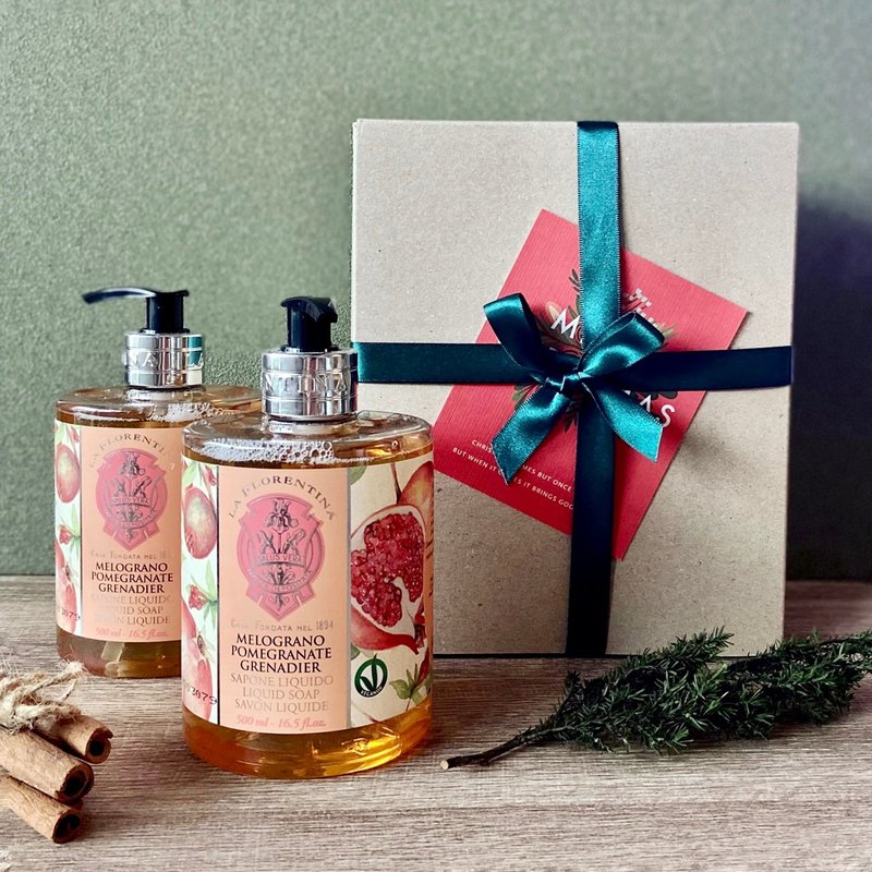 [Handwashing Gift Box] Italian Fragrance Hand Wash-Pomegranate Double Gift Box Set with Card - ผลิตภัณฑ์ล้างมือ - วัสดุอื่นๆ สีแดง