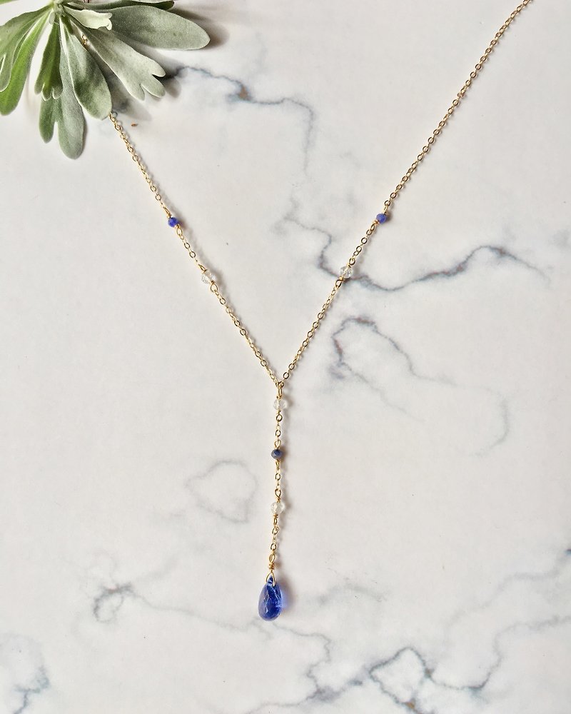 Gorgeous handmade jewelry party / aquamarine Stone - สร้อยคอ - เครื่องเพชรพลอย สีน้ำเงิน