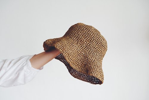 MU/s craft 毛線球牧場 波浪漁夫帽 手織草帽材料包