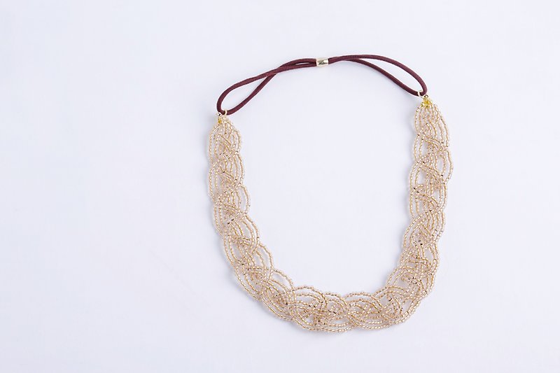 beads headband　clear gold　wide - เครื่องประดับผม - ยาง สีทอง