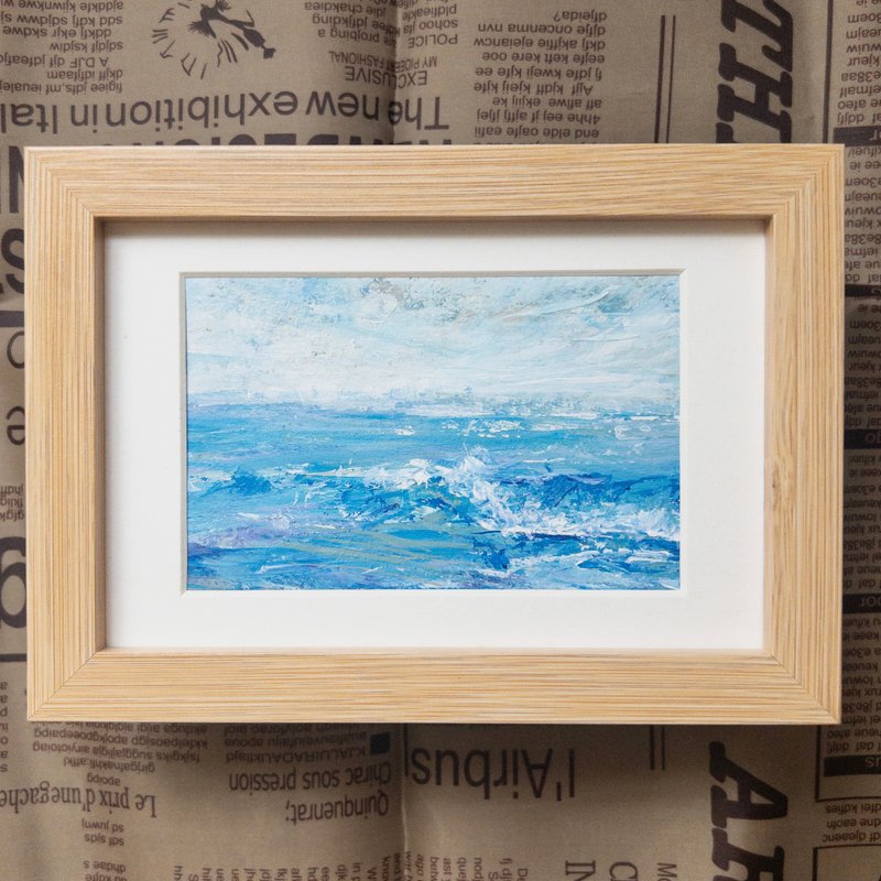 Starry Scenery, Object & Original Painting/Hand Painting/Space Healing Decoration Capture of a Wave - ของวางตกแต่ง - กระดาษ 