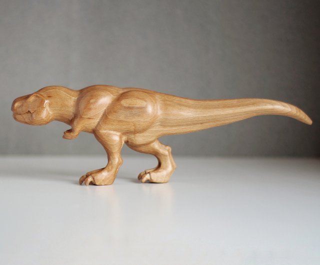 木製の恐竜ティラノサウルスレックス、木製の手彫り像T-rex