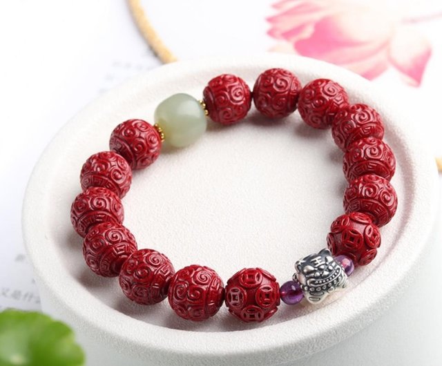 Natural Purple Golden Cinnabar Bracelet To Ward Off Evil Spirits