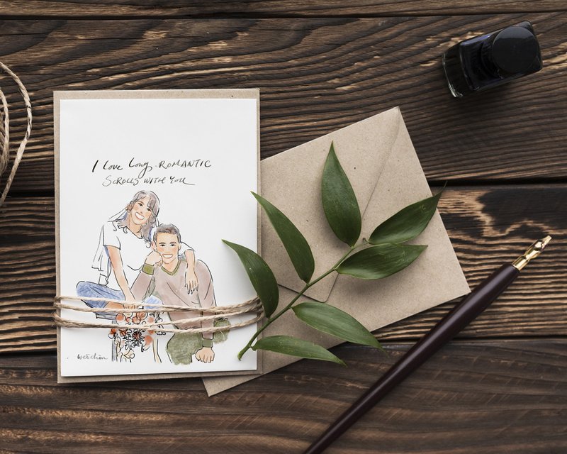 插畫禮物 喜帖婚卡設計訂製 下單前請先聯繫設計師 - 似顏繪/人像畫 - 其他材質 