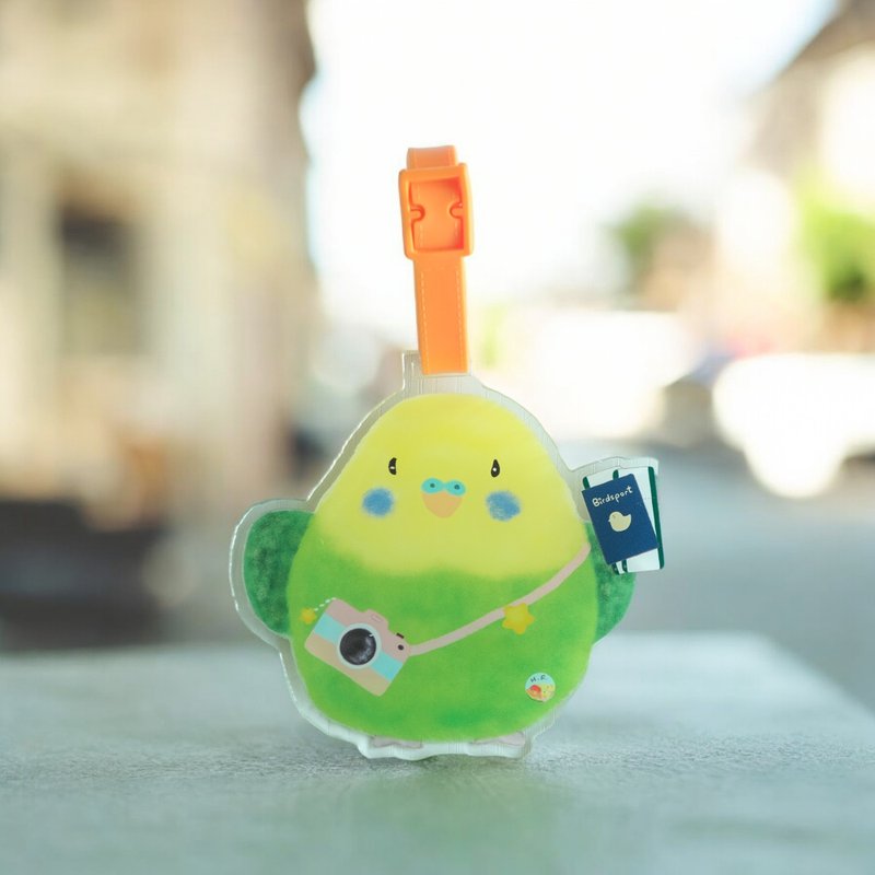 Bird Parrot Luggage Tag Budgie Travels - ที่เก็บพาสปอร์ต - พลาสติก ขาว