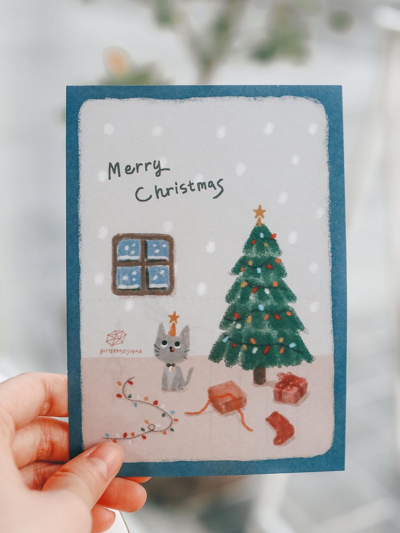 Christmas postcard // Christmas cat // - Cards & Postcards - Paper Blue