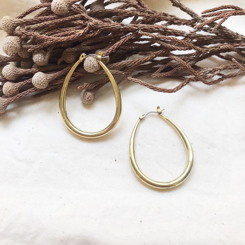 黃銅耳環_垂墜水滴(不可改夾) - 耳環/耳夾/耳骨夾 - 銅/黃銅 金色