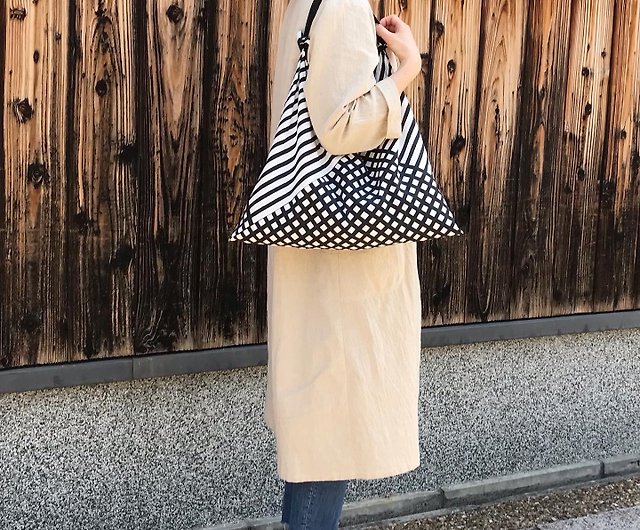Handbag bag Azuma bag lattice stripe M / harunohi - Shop harunohi 