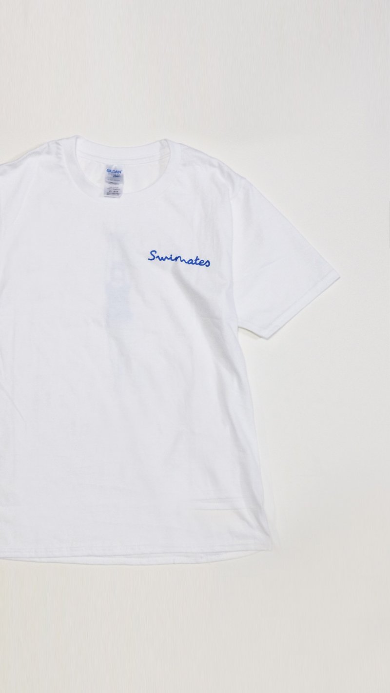 White Diving Girl T-Shirt - เสื้อฮู้ด - ผ้าฝ้าย/ผ้าลินิน ขาว